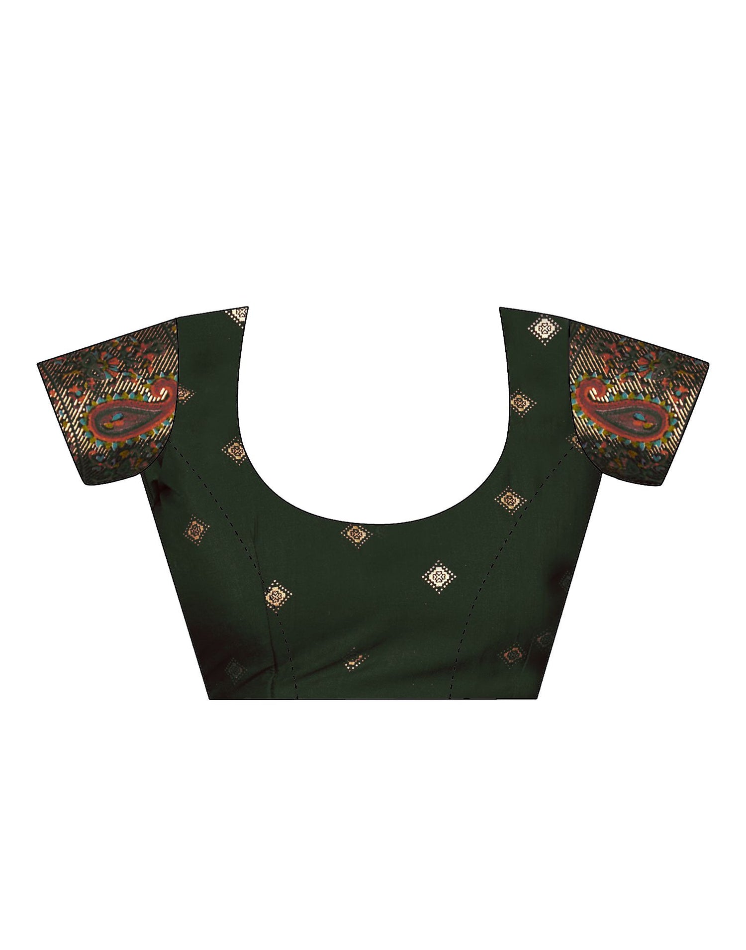 Bottle Green Printed Silk Saree