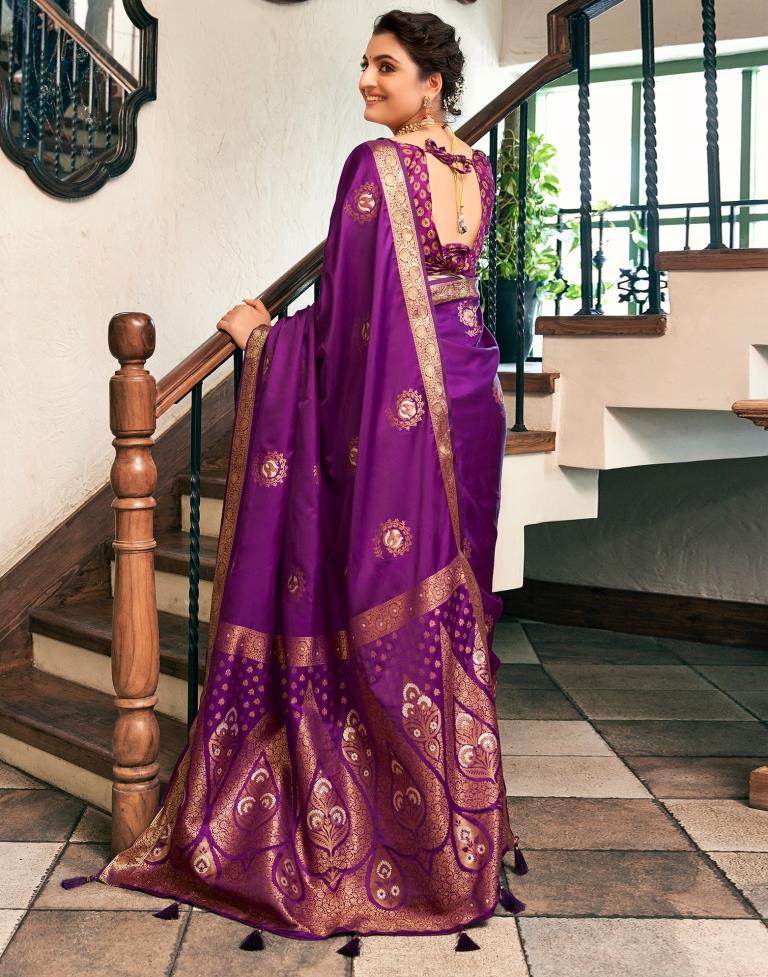 Dark Purple Silk Woven Saree