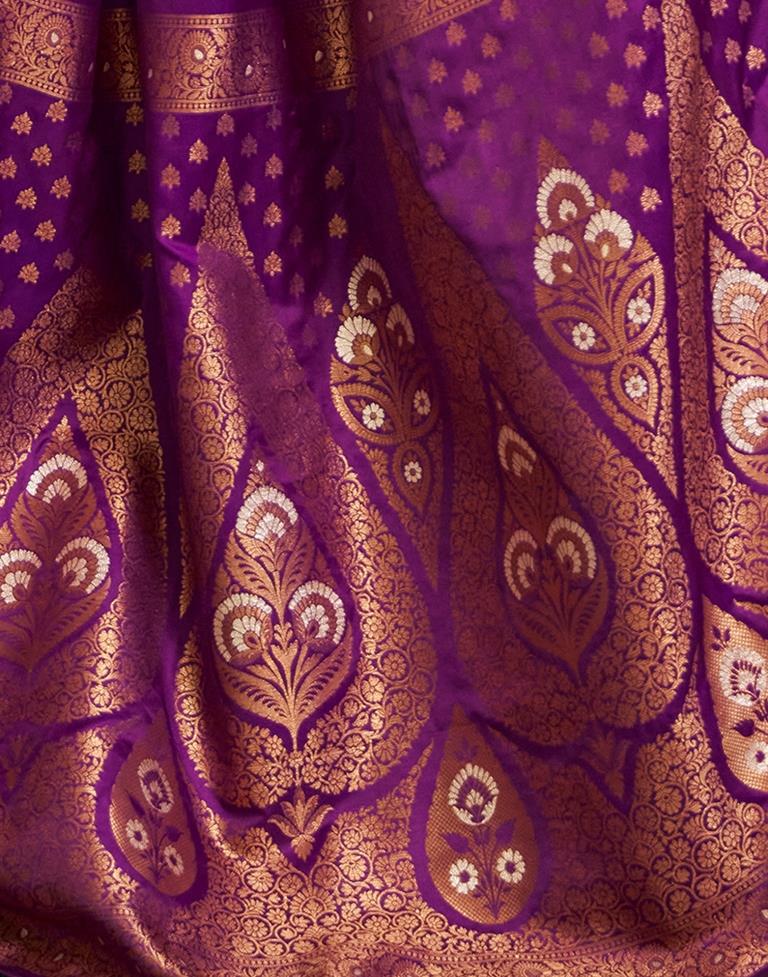 Dark Purple Silk Woven Saree