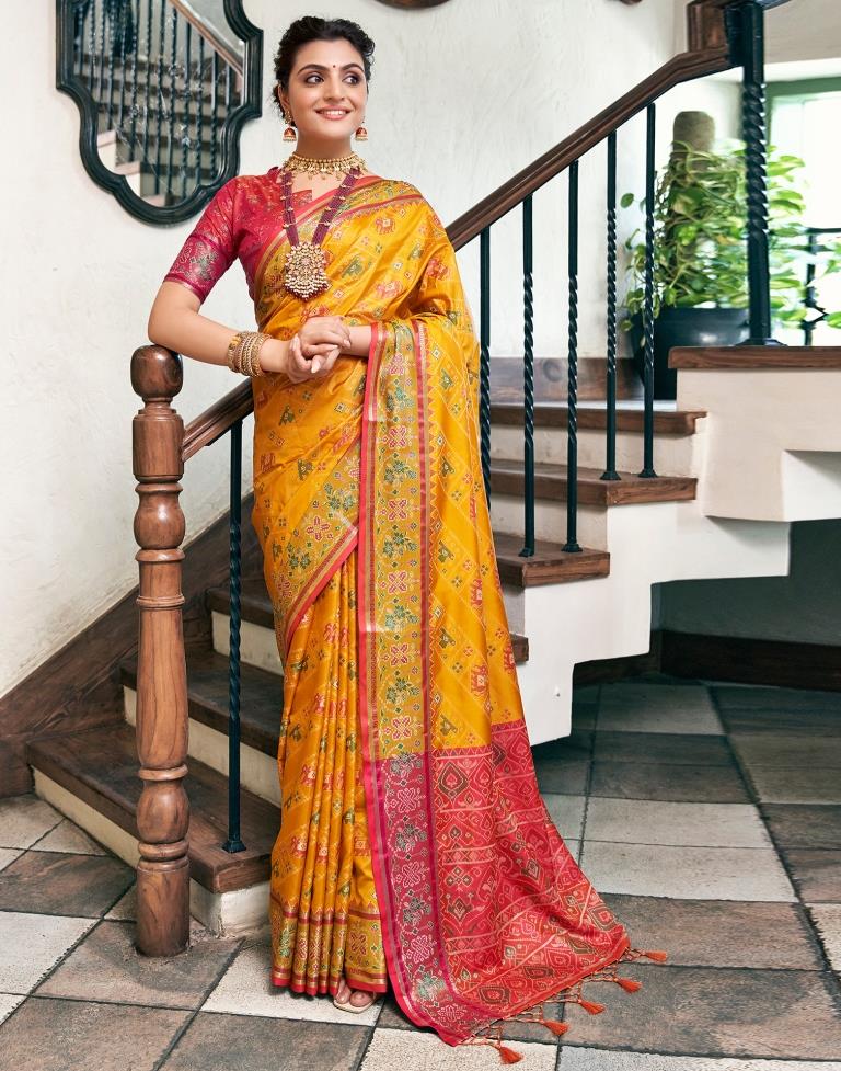 Turmeric Yellow  Silk Woven Saree