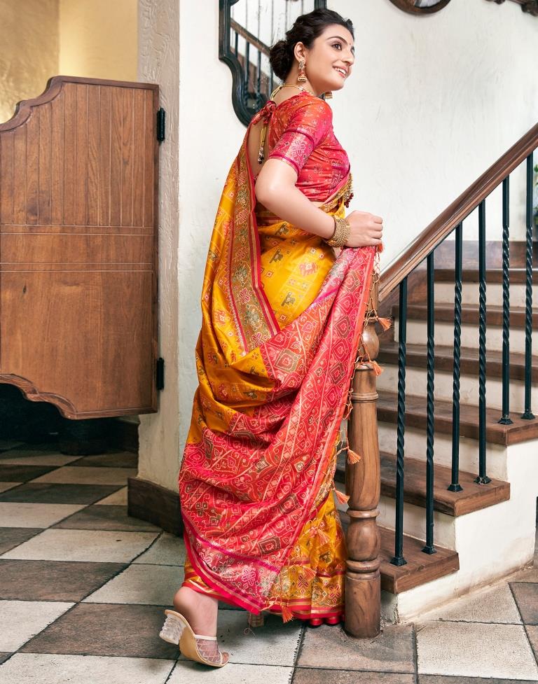 Turmeric Yellow  Silk Woven Saree