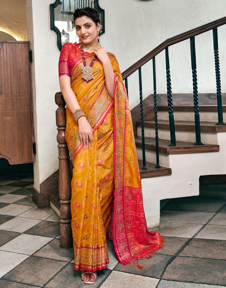 Turmeric Yellow  Silk Woven Saree