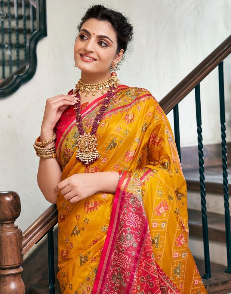 Turmeric Yellow  Silk Woven Saree