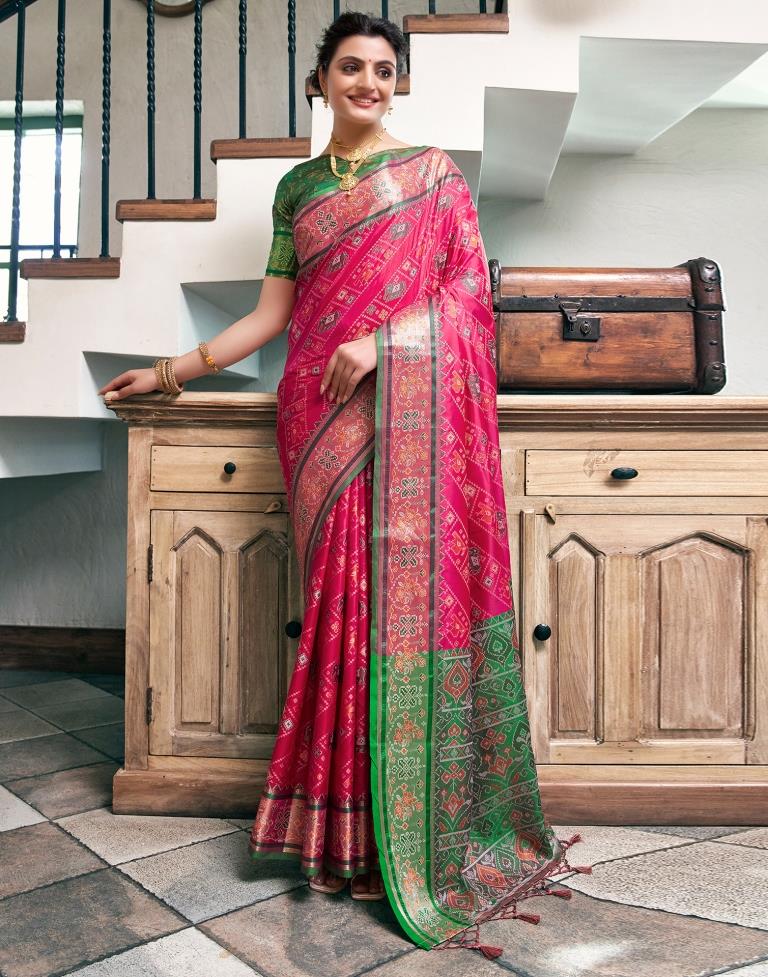 Rani Pink Silk Woven Saree