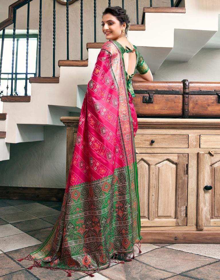 Rani Pink Silk Woven Saree