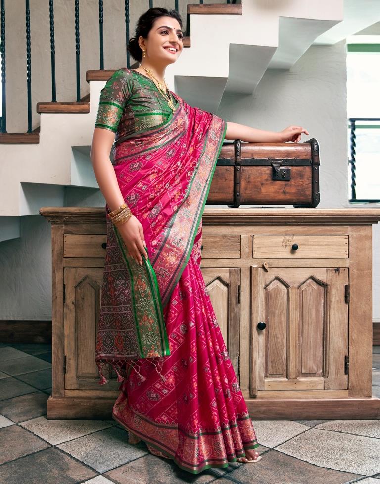 Rani Pink Silk Woven Saree