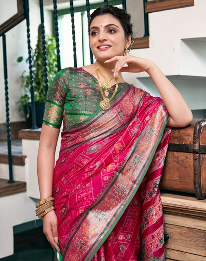 Rani Pink Silk Woven Saree