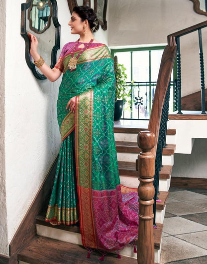 Rama Green Silk Woven Saree