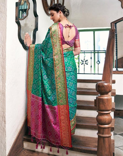 Rama Green Silk Woven Saree