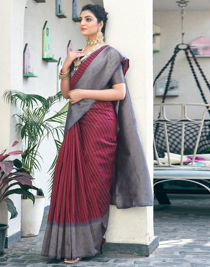 Maroon Silk Woven Saree