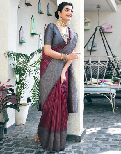 Maroon Silk Woven Saree