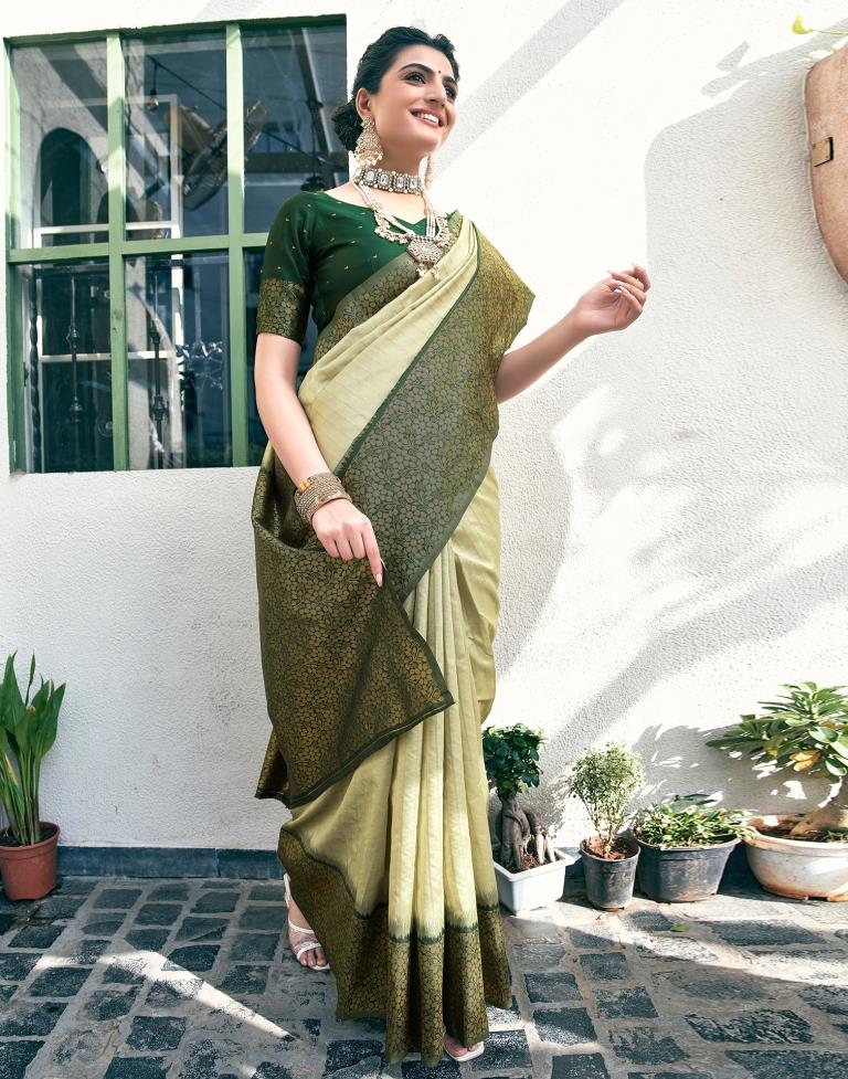 Dusty Green Silk Woven Saree