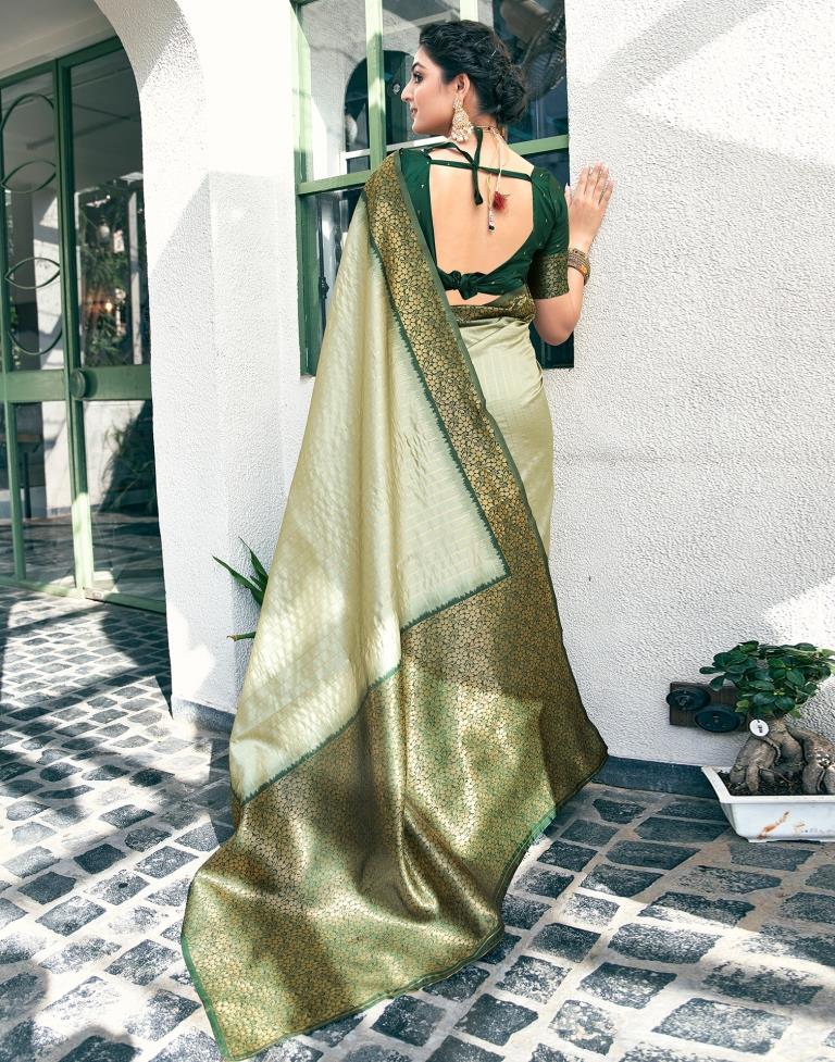 Dusty Green Silk Woven Saree