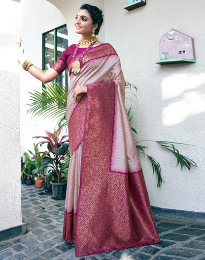 Dusty Pink Silk Woven Saree