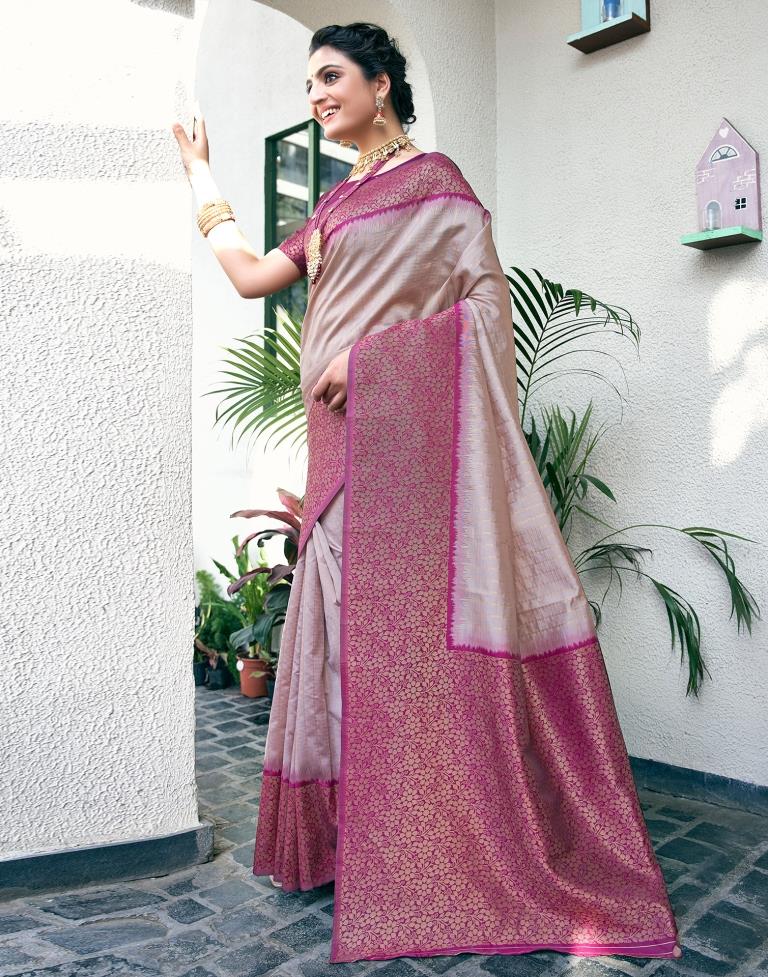 Dusty Pink Silk Woven Saree