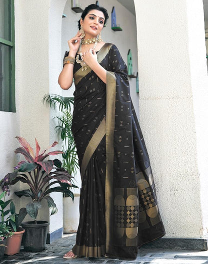 Black Silk Woven Saree