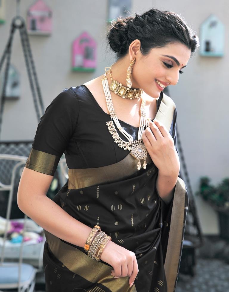 Black Silk Woven Saree