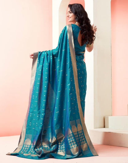 Peacock Blue Silk Woven Saree