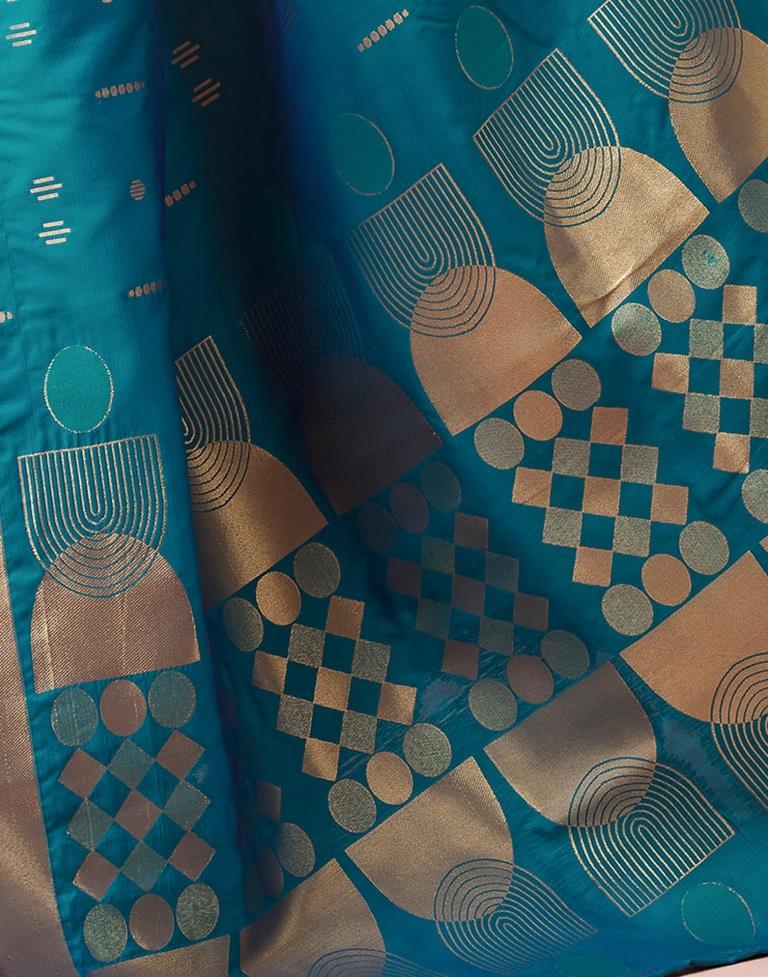 Peacock Blue Silk Woven Saree