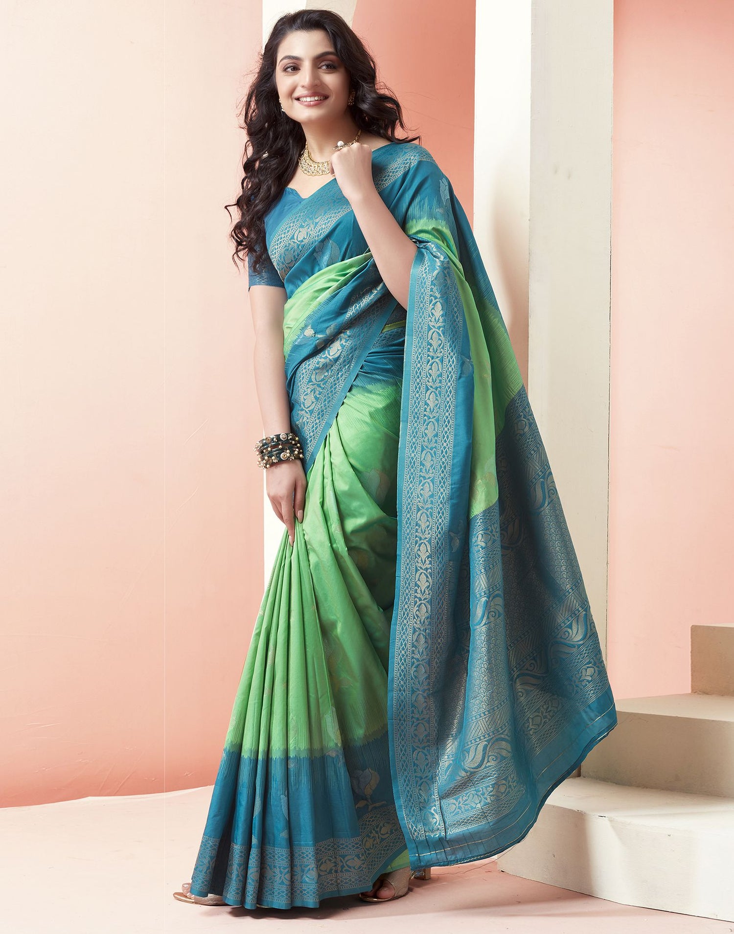 Green Jacquard Silk Saree