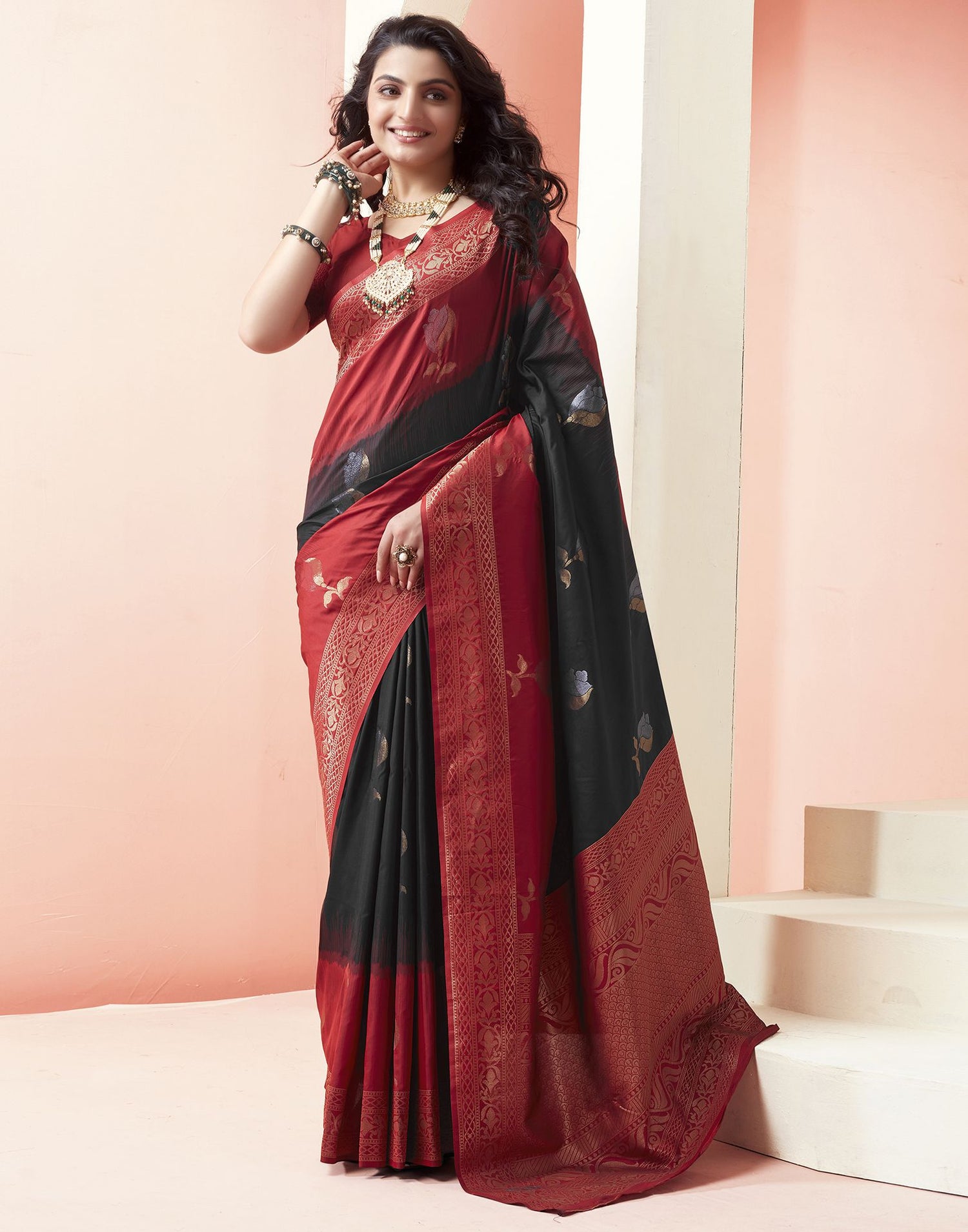 Black Jacquard Silk Saree