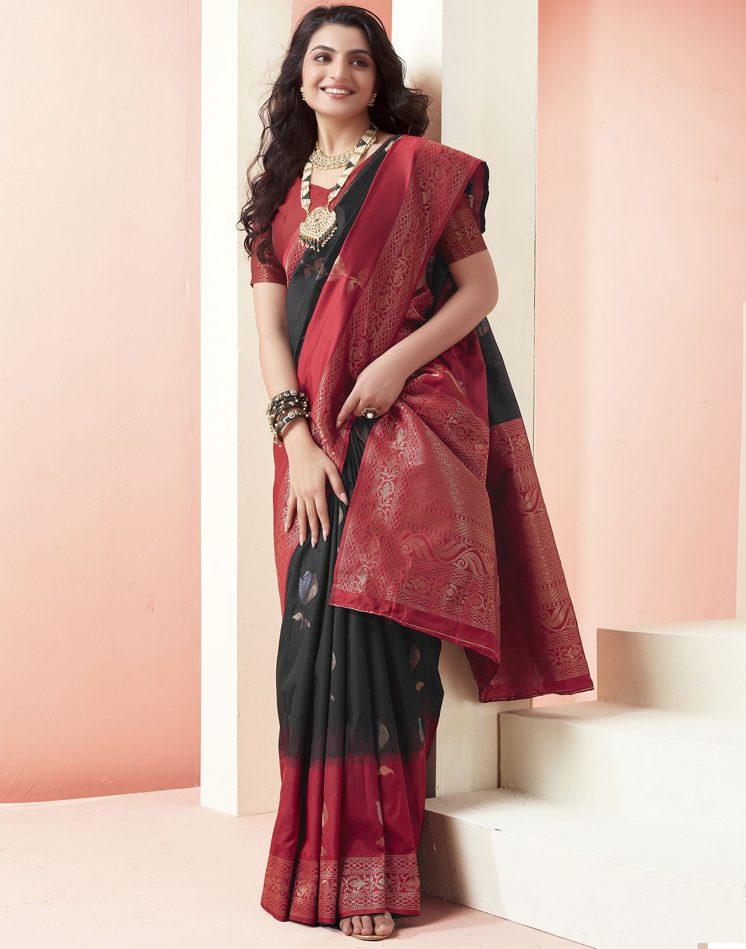 Black Jacquard Silk Saree