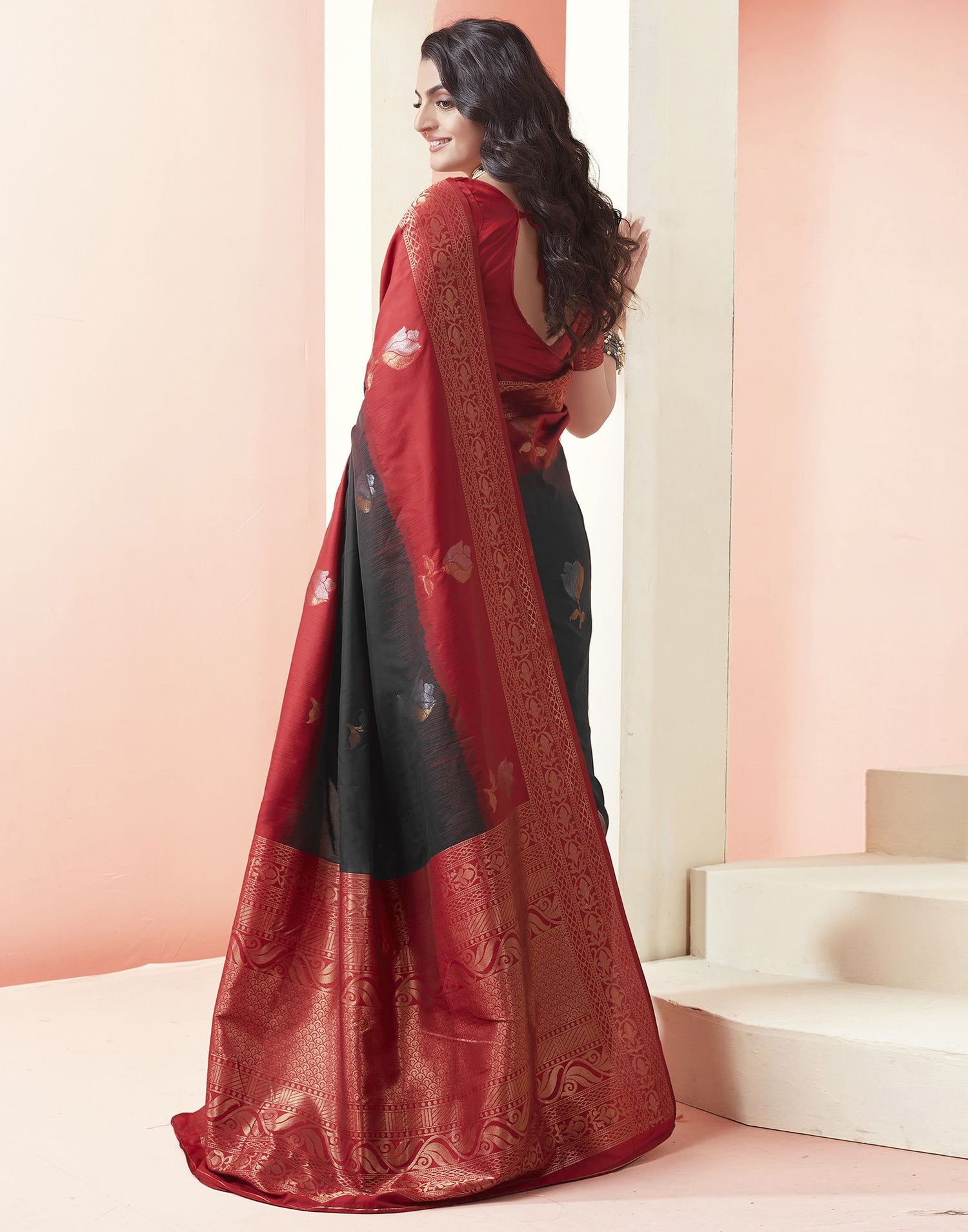 Black Jacquard Silk Saree