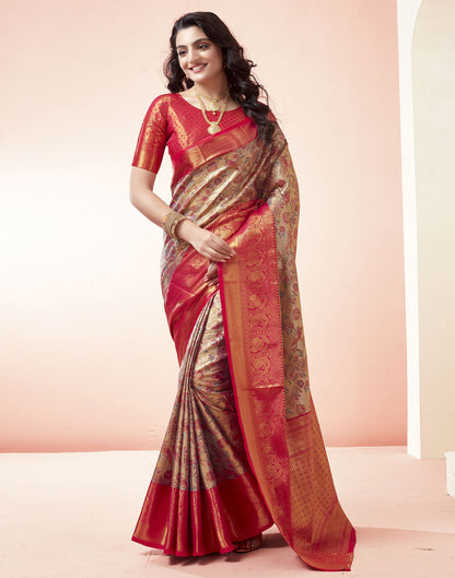 Golden Jacquard Silk Saree