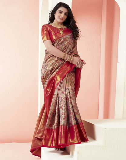 Golden Jacquard Silk Saree