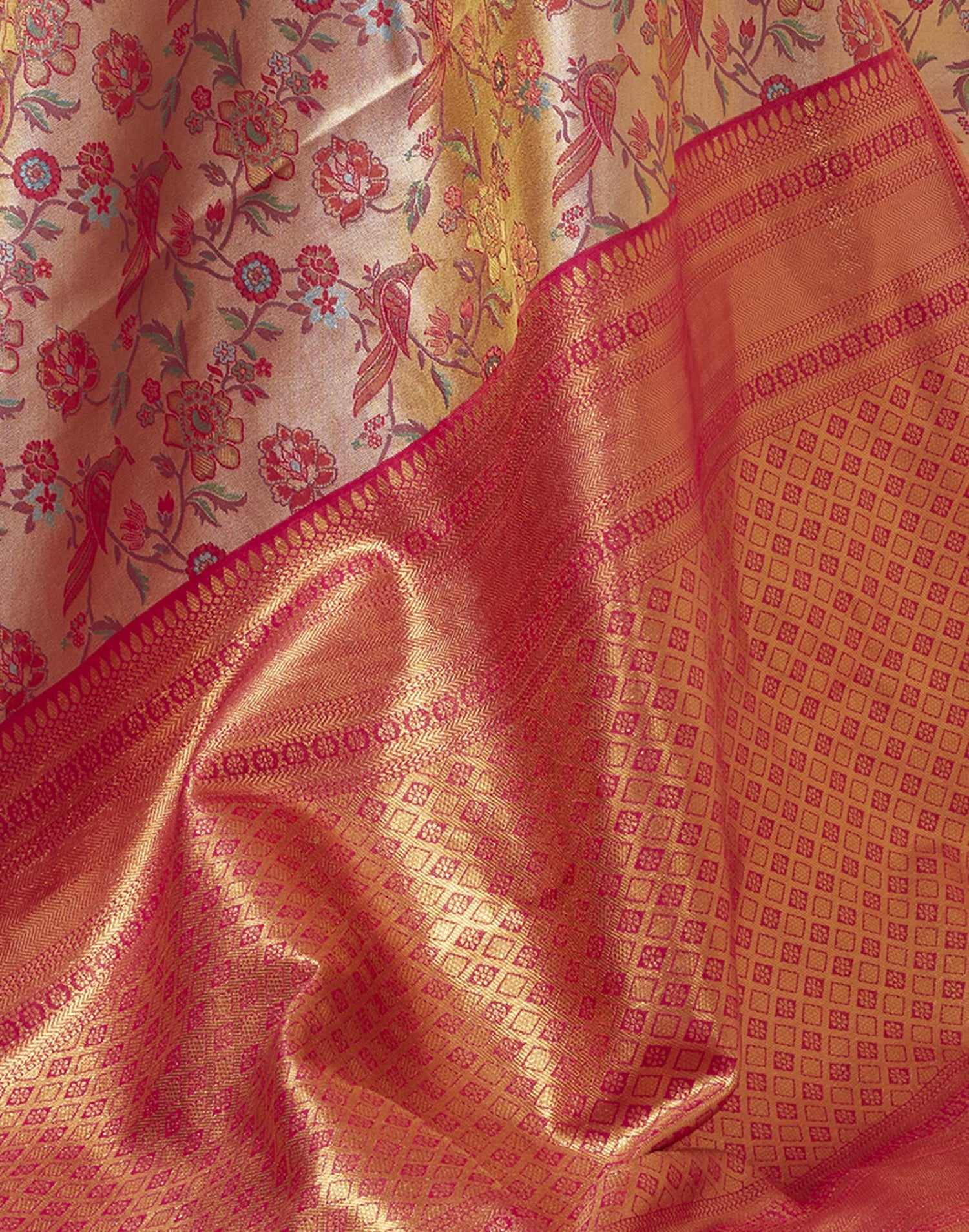 Golden Jacquard Silk Saree