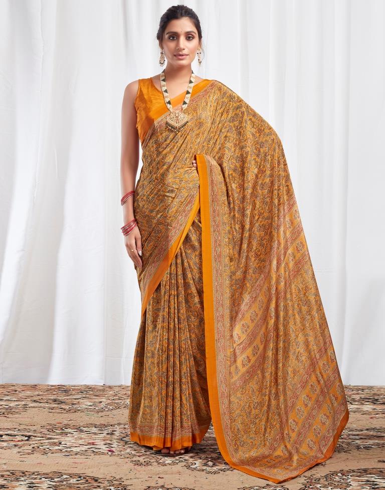 Turmeric Silk Printed Saree