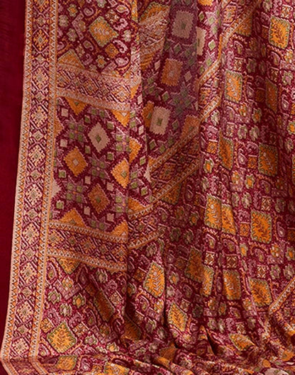 Maroon Silk Printed Saree