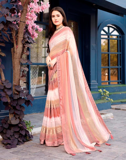 Dusty Rose Pink Georgette Printed Saree