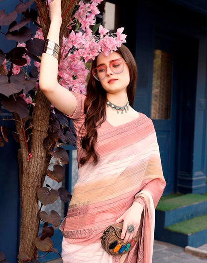 Dusty Rose Pink Georgette Printed Saree