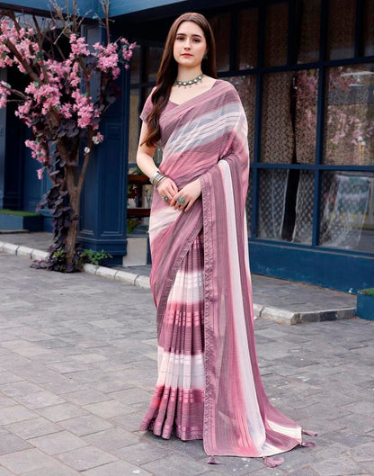 Dusty Purple Georgette Printed Saree