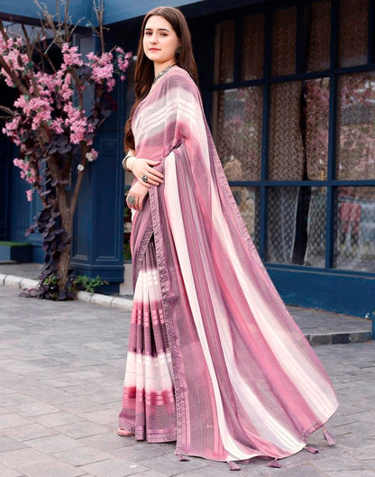 Dusty Purple Georgette Printed Saree