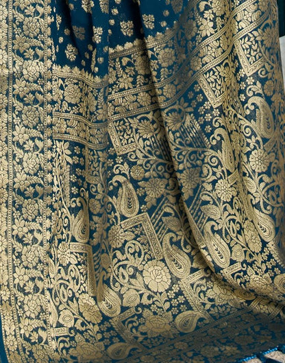 Sea Blue Georgette Plain Saree