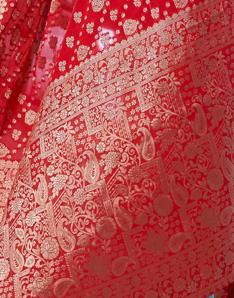 Red Georgette Plain Saree