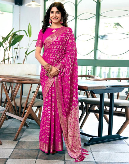 Rani Pink Georgette Plain Saree