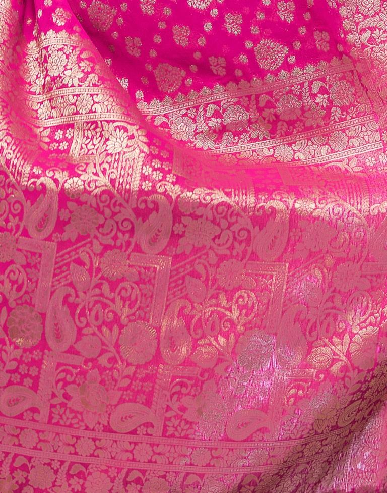 Rani Pink Georgette Plain Saree