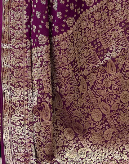 Dark Purple Georgette Plain Saree