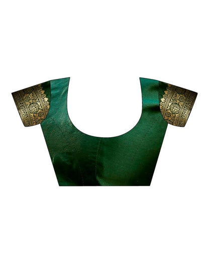 Dark Green Silk Plain Saree