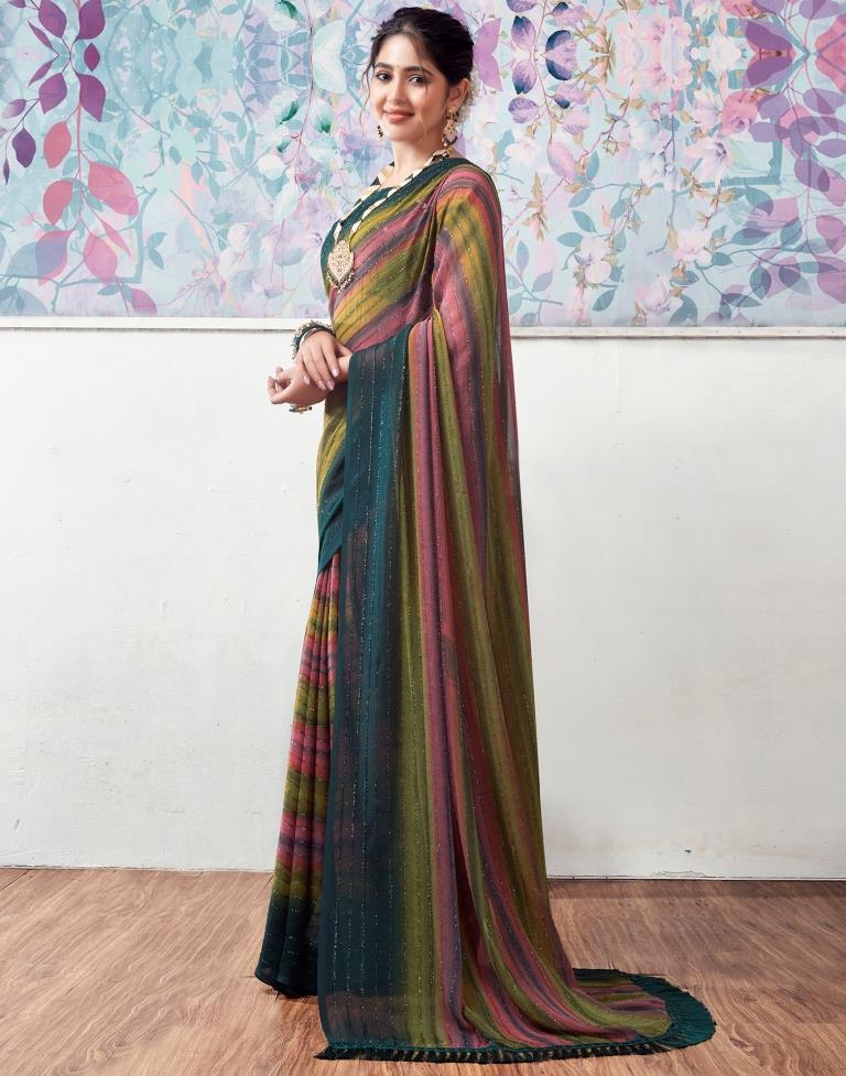 Multicoloured Georgette Printed Saree