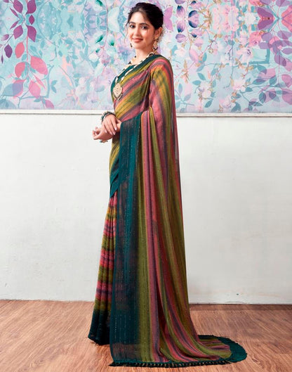 Multicoloured Georgette Printed Saree