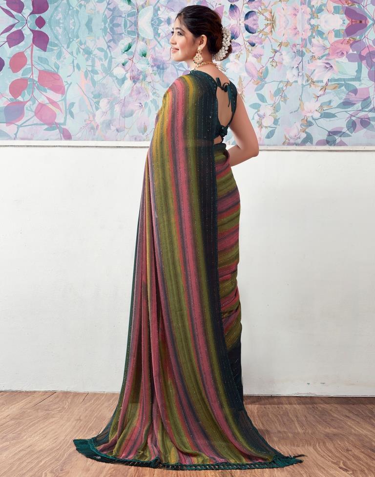 Multicoloured Georgette Printed Saree