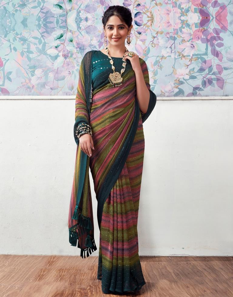 Multicoloured Georgette Printed Saree