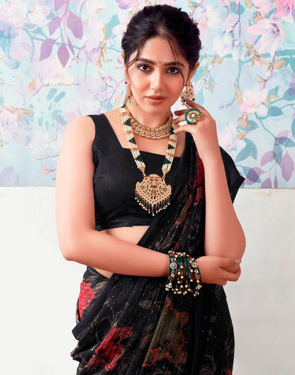 Black Georgette Printed Saree