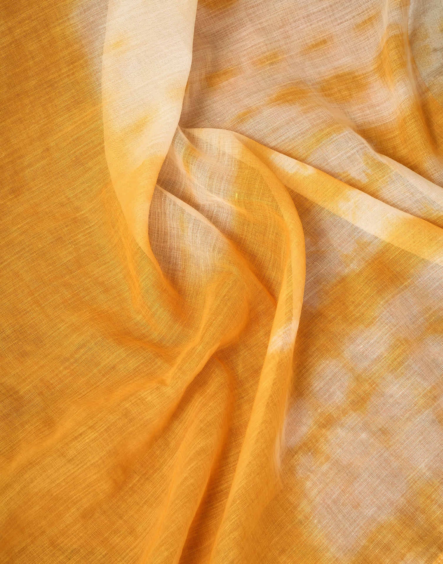 Ready To Wear Yellow Linen Zari Printed Saree