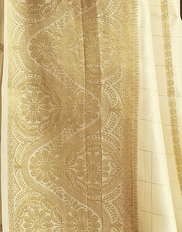 Beige Silk Plain Saree