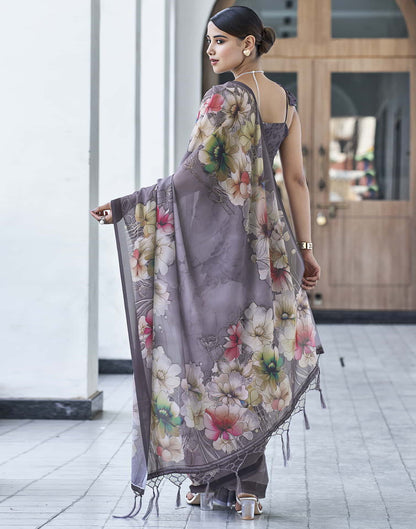 Mauve Printed Georgette Saree